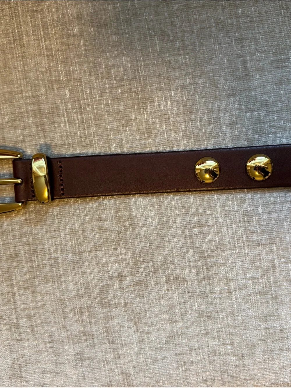 Madewell Brown Leather Studded Belt with Gold-Tone Hardware